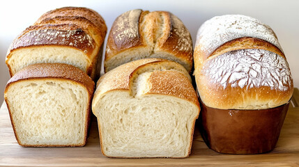 Three Slices of Artisan Bread on Wooden Board