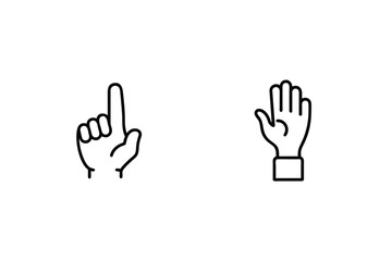 Fototapeta premium Hand gestures illustrating different numbers one and five in a clean and minimalist line drawing style