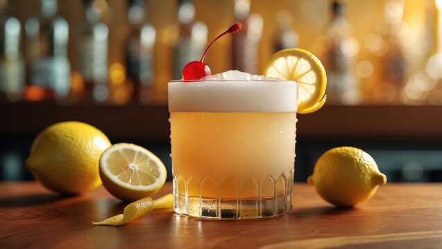 Amaretto Sour beverage in a backdrop