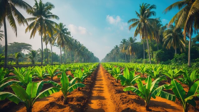 Off-farm banana plants in growth