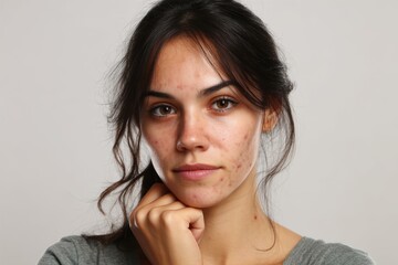 Close Up Portrait of a Woman with Acne Scars