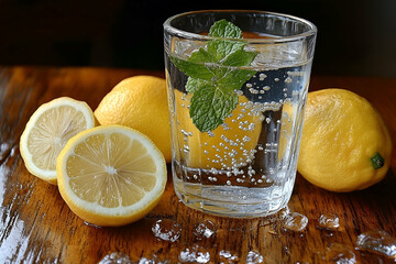 Refreshing Sparkling Water with Lemon and Mint
