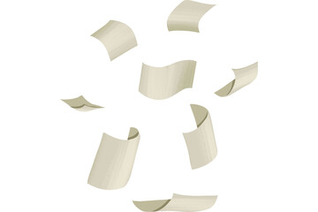 Multiple Beige Papers Falling in the Air