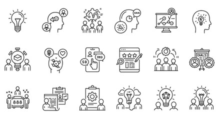 Collaborative Ideas: Line Art Icon Set for Teamwork & Innovation
