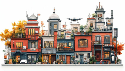 Colorful cityscape illustration