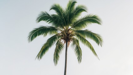 Fototapeta premium Isolated coconut palm tree with green leaves on white background ideal for creative projects