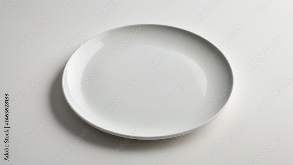 Poster white empty plate isolated on a white backdrop.