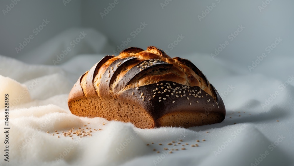 Poster plain white background featuring a loaf of bread