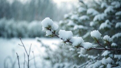 Snow-laden bush photographs