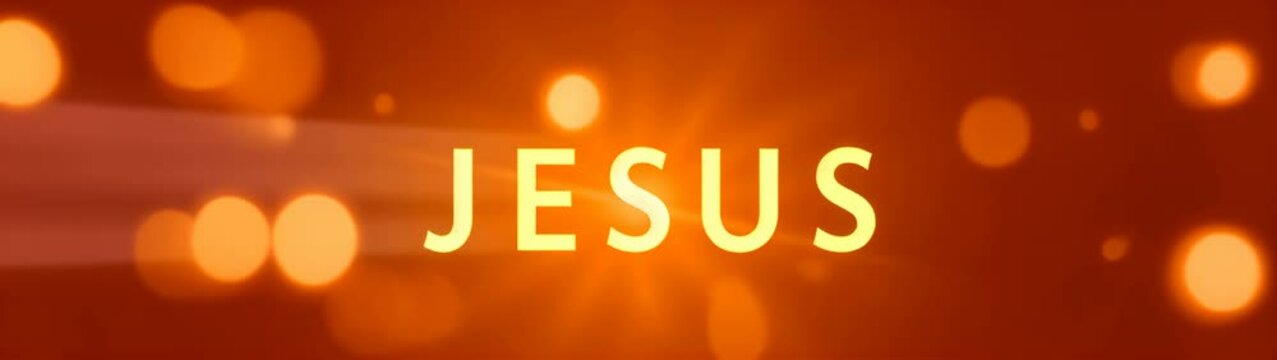 A close upYellow light with the word jesus in it