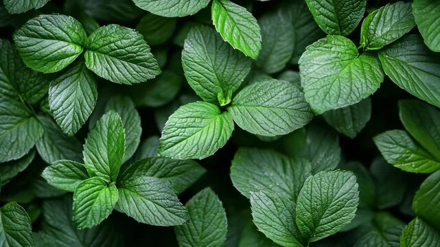 Lush, vibrant green leaves form a dense, textured background