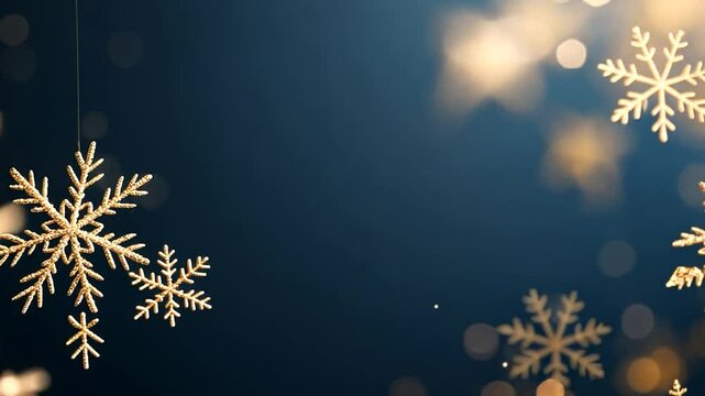 Golden snowflakes, festive background