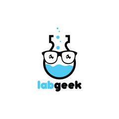 Geek head logo design template. Nerd logo template