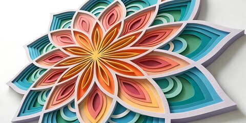 3D layered paper cut abstract design, creating a dynamic and modern composition with depth, ideal for creative projects, paper art, and contemporary design visuals