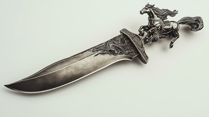  ornate sword with horse design on handle