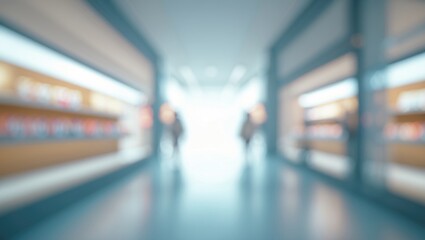 Abstract image of shopping mall interior with bokeh and light effects