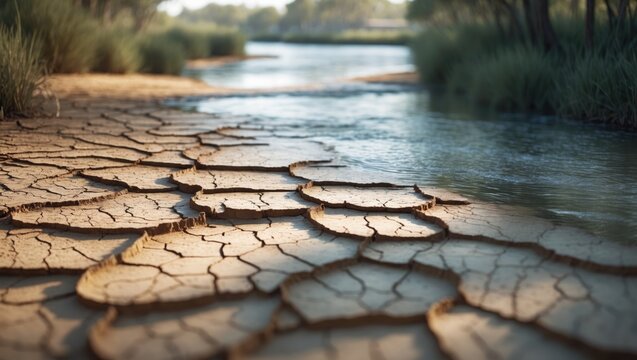 Bogan River's summer drought in a local town.
