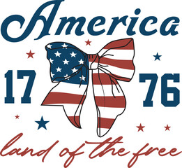 America 1776 Land Of The Free Jesus Christian Coquette 4th of july T shirt Design
