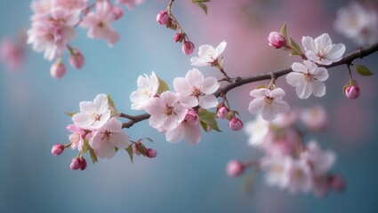 Obraz premium Beautiful sakura flower design with cherry blossoms on a pastel background