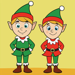 Cute Christmas Elves Clipart – Santa’s Helpers Cartoon Holiday Illustration