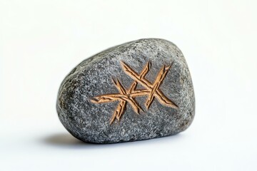 Engraved stone with unique markings.