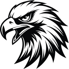 Fierce Eagle Head Logo Vector – Bold Black and White Mascot Design