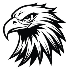 Fierce Eagle Head Logo Vector – Bold Black and White Mascot Design