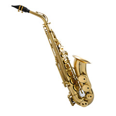 Naklejka premium Beautiful golden saxophone on white background