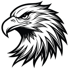 Obraz premium Fierce Eagle Head Logo Vector – Bold Black and White Mascot Design