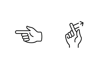 Vector illustration of hand gestures pointing and flicking with arrows on a clean white background