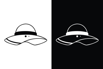 Fototapeta premium Sun Hat Vector Line Art. Modern Minimalist Vacation Design