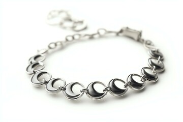 Obraz premium Elegant silver bracelet on white background.