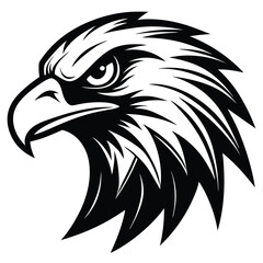 Fierce Eagle Head Logo Vector – Bold Black and White Mascot Design
