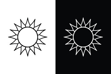 Flat Sun Line Icon. Summer Travel and Weather Forecast Symbol