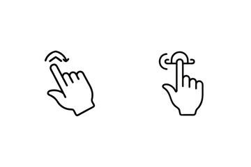 Simple black line icons representing finger swipe up and tap actions for touchscreen devices