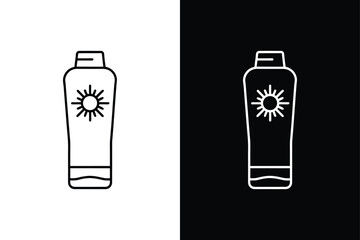 Sun Protection Tube Vector. Clean Line Icon for Skincare Products