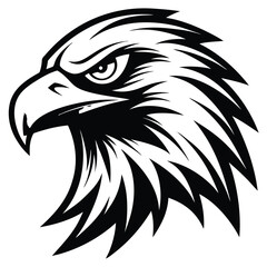 Fierce Eagle Head Logo Vector – Bold Black and White Mascot Design