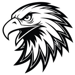 Fierce Eagle Head Logo Vector – Bold Black and White Mascot Design