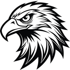 Fierce Eagle Head Logo Vector – Bold Black and White Mascot Design