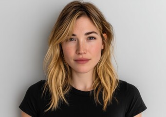 Fototapeta premium Attractive woman with blonde hair and freckles portrait.