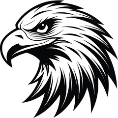 Fierce Eagle Head Logo Vector – Bold Black and White Mascot Design