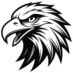 Fierce Eagle Head Logo Vector – Bold Black and White Mascot Design