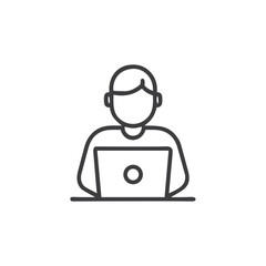 Person Working on Laptop Icon - Essential for Remote Work Blogs, Digital Nomad Websites, Online Education Platforms, Freelancing Services and Tech Companies
