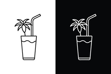 Cocktail Drink Logo. Tropical Hand-Drawn Vector Icon