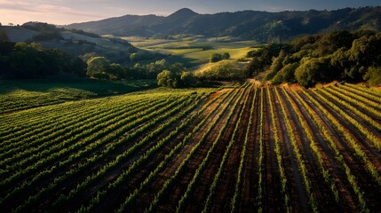 Obraz premium Experience Recently Remodeled Vineyard Terrace with Fertile Tilled Soil Elevating Organic Grape Flavors and Sustainability