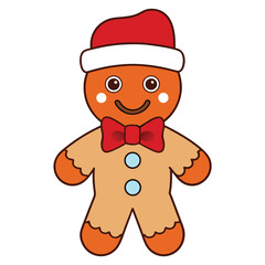 Cute Gingerbread Man with Santa Hat Clipart – Holiday Cookie Cartoon Image