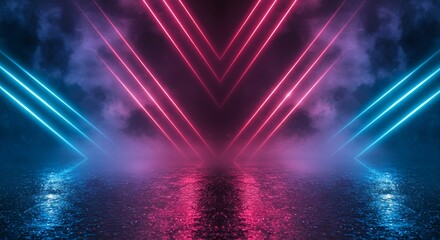 Abstract Neon Lights with Blue Pink and Smoke on a Dark Background