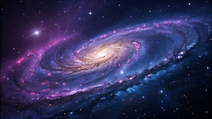 Galaxy spiral in vibrant purple and blue, showcasing a mesmerizing cosmic swirl, perfect for space art, astronomy designs, and celestial-themed visuals