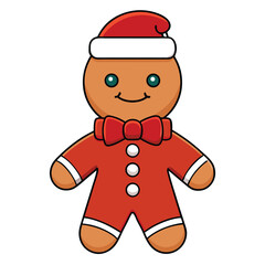 Cute Gingerbread Man with Santa Hat Clipart – Holiday Cookie Cartoon Image