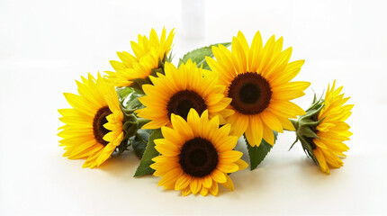 Bouquet of sunflowers on a white background for interior decoration or gift © Sam